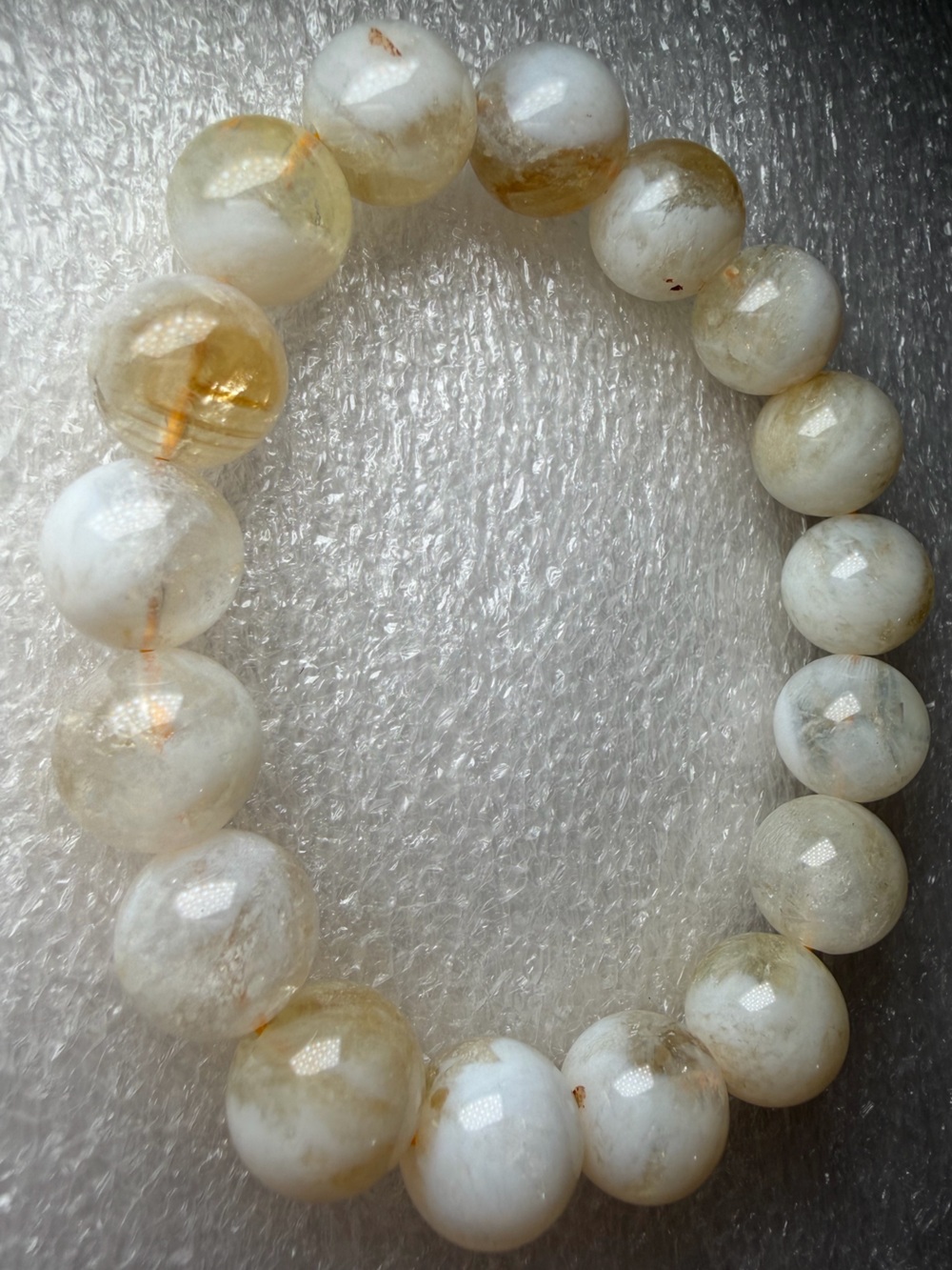 Beautiful 12MM “Cloud” Pyramid Citrine Natural Crystal Bracelet